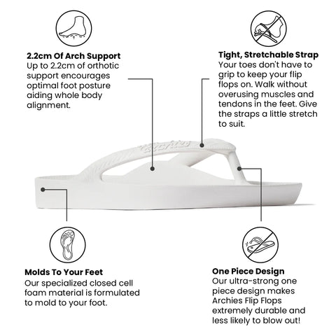 Arch Support Flip Flops - Classic - White